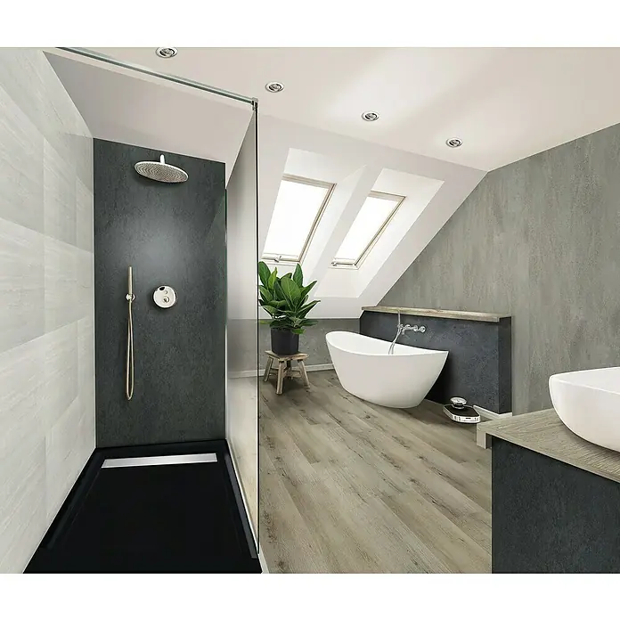 Aqua-Step Paneel voor wand en vloer - 261,5 cm x 96,5 cm x 4 mm, Birmingham Lichtbruin, SPC (Solid Polymer Core) - Sfeeropname