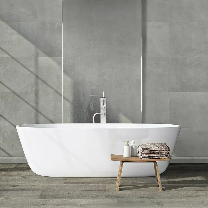 Aqua-Step Paneel voor wand en vloer - 261,5 cm x 96,5 cm x 4 mm, Nottingham Grijs, SPC (Solid Polymer Core) - Sfeeropname