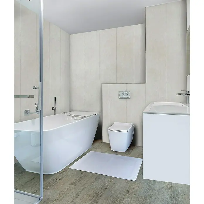 Aqua-Step Paneel voor wand en vloer - 261,5 x 30,5 cm, SPC (Solid Polymer Core), Dover Beige - Sfeeropname