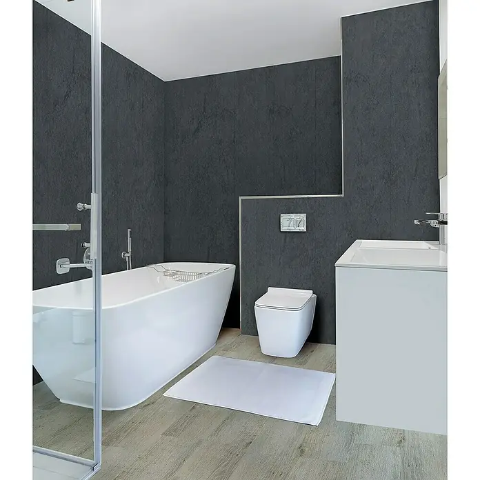Aqua-Step Paneel voor wand en vloer - 261,5 x 30,5 cm, SPC (Solid Polymer Core), Norwich Donkergrijs - Sfeeropname