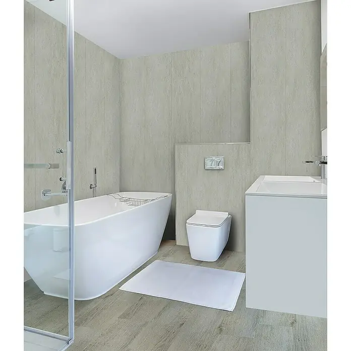 Aqua-Step Paneel voor wand en vloer - 261,5 x 30,5 cm, SPC (Solid Polymer Core), Brighton Grijs - Sfeeropname