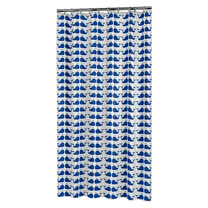 Sealskin Douchegordijn Whale - 180 x 200 cm, Blauw, Wit - Diagonaal zicht