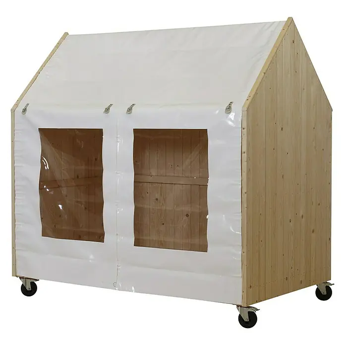 Plus Spielhaus - 1,21 x 2,03 x 1,98 m, Natur, Weiß - Rechte Seitenansicht