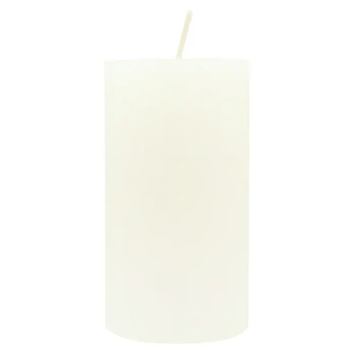 Stumpenkerzen-Set Rustic Safe Candle - 4 Stk., Ø x H: 6 x 11 cm, Wollweiß - Vorderansicht