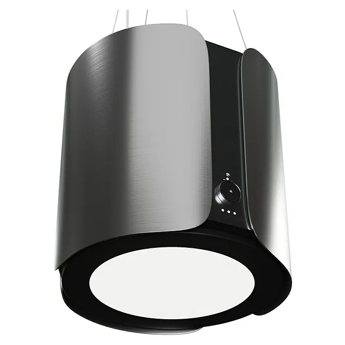 Inselhaube Cromon - Breite: 45 cm, Max. Luftleistung: 402 m³/h, Silber - Diagonale Ansicht