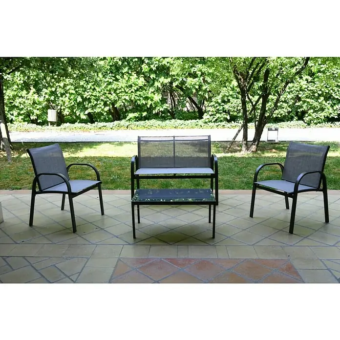 Set lounge namještaja Sonora - 4-dij., Antracit-sive boje - Živopisni prikaz
