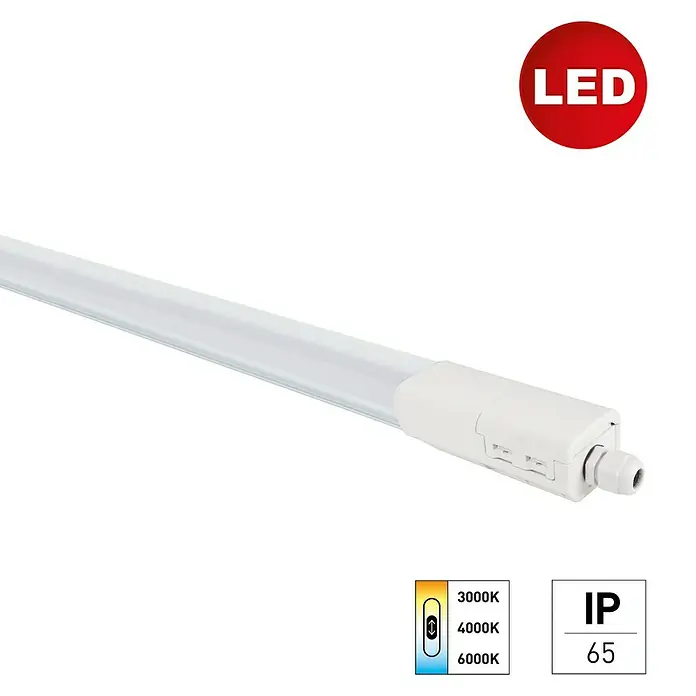 LED-Feuchtraum-Lichtleiste Plus3 - 48 W, Länge: 149,5 cm, Einstellbare Farbtemperatur, Weiß - Detailaufnahme
