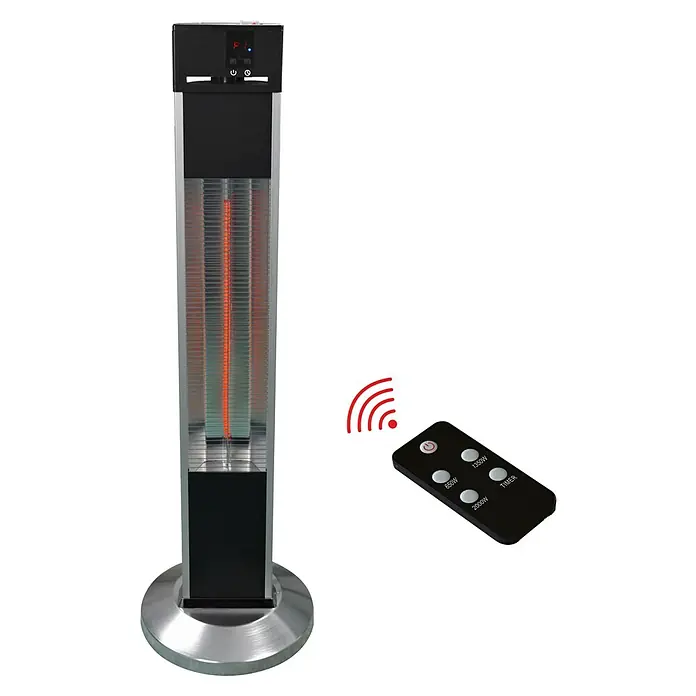 Infrarot-Heizstrahler Infrae² - Ø x H: 30 x 100,5 cm, 2.000 W, Silber/Schwarz - Diagonale Ansicht