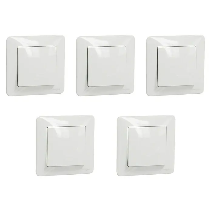Schneider Electric Sedna Design & Elements Conmutador Pack x 5 - 5 ud., Blanco, 10 AX, En pared - Vista angular