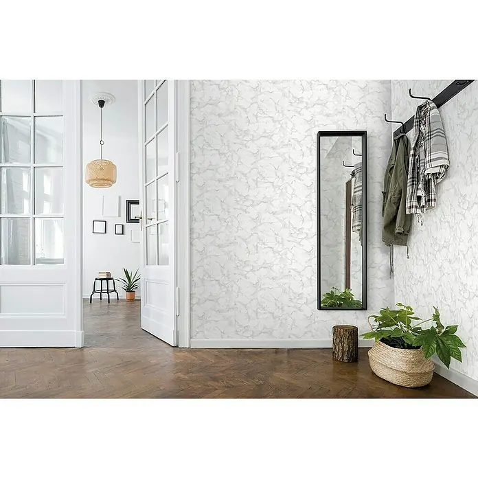 Papel pintado Mármol blanco - Mármol, An x Al: 0,53 x 10 m - Foto ambiente