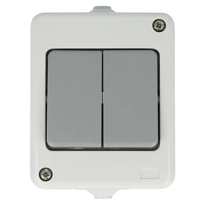 Voltomat FLUID Conmutador doble para estancias con humedad - Gris, En pared, IP44 - Vista frontal
