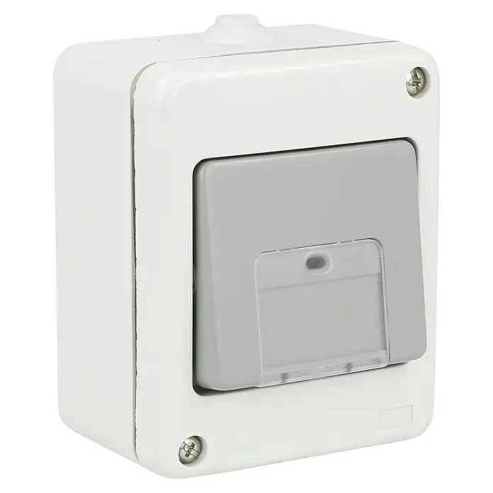 Voltomat FLUID Conmutador con luz para estancias con humedad - Gris, En pared, IP44 - Vista angular