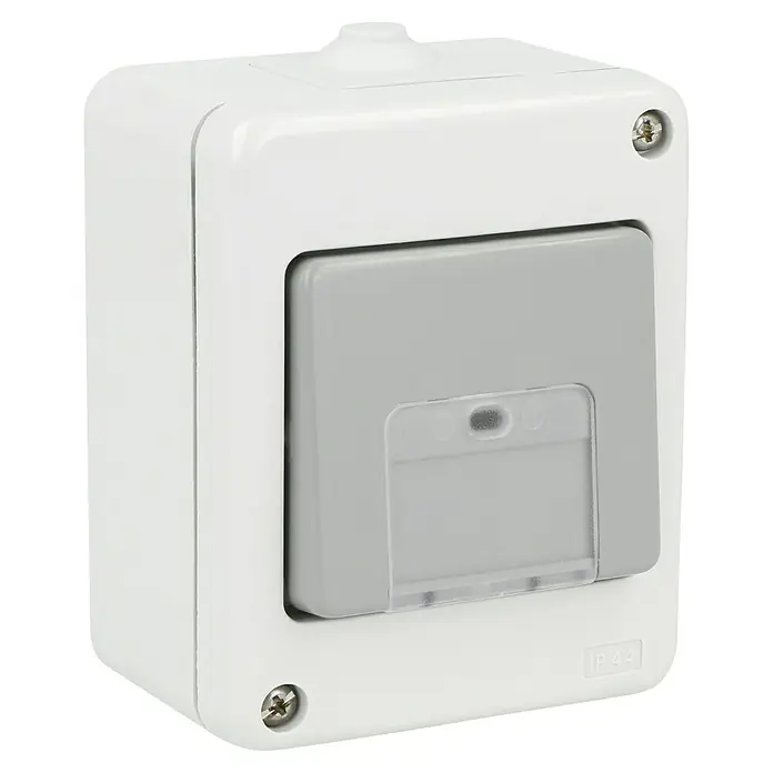 Voltomat FLUID Pulsador para estancias con humedad - Gris, En pared, IP44 - Vista angular