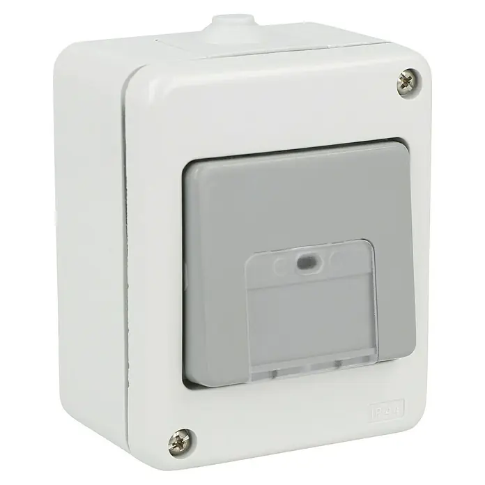 Voltomat FLUID Cruzamiento para zonas con humedad - Gris, En pared, IP44 - Vista angular