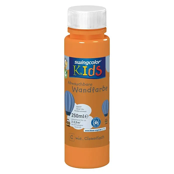 swingcolor KIDS Wandfarbe - Clownfisch, 250 ml, Matt, Konservierungsmittelfrei - Vorderansicht