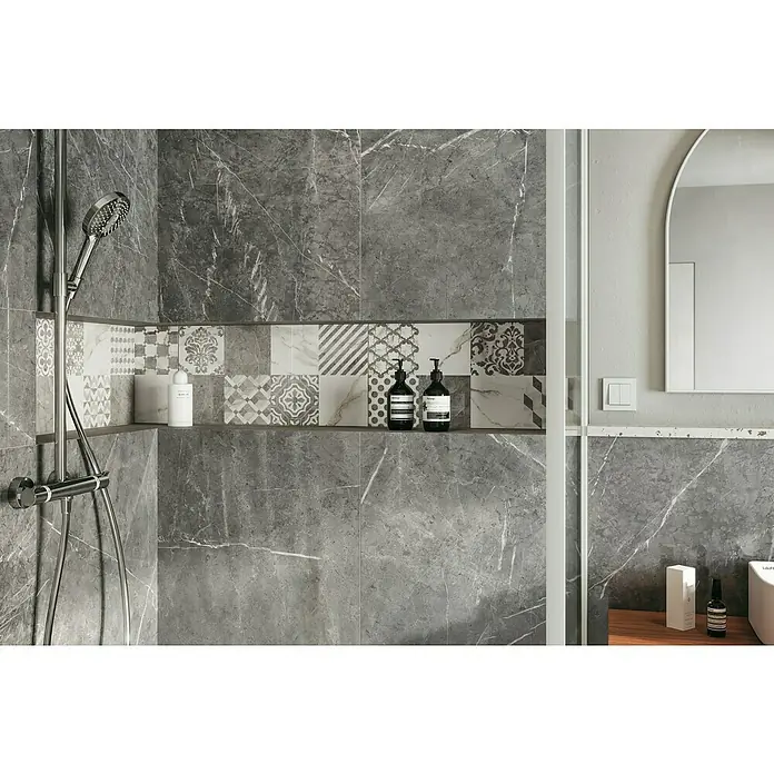 Feinsteinzeugfliese Marble Vision - L x B: 60 x 30 cm, Cementina, Seidenmatt - Stimmungsaufnahme