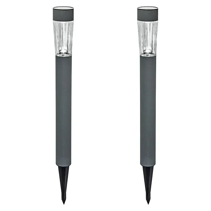 BAUHAUS Solarleuchten-Set Premium - Grau, 2 Stk., Ø x H: 7,5 x 77 cm - Vorderansicht