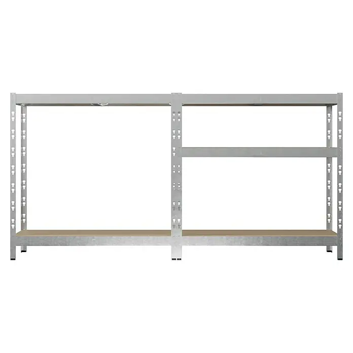 Regalux Metall-Schwerlastregal - L x B x H: 40 x 90 x 180 cm, Traglast: 175 kg/Boden, Anzahl Böden: 5 Stk., Stecken, Grau - Vorderansicht