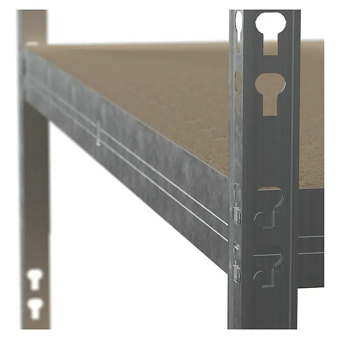 Regalux Metall-Schwerlastregal - L x B x H: 40 x 90 x 180 cm, Traglast: 175 kg/Boden, Anzahl Böden: 5 Stk., Stecken, Grau - Detailaufnahme