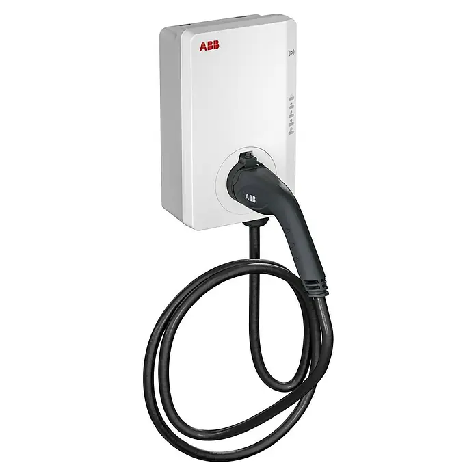 ABB E-Auto Ladestation Terra AC W22-G5-R-C-0 Wallbox - 22 kW, 32 A, IP54 - Diagonale Ansicht