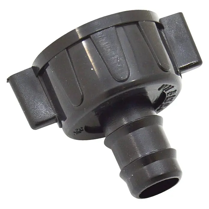 Conector para manguera goteo Hembra - ¾″, 12 mm, Plástico - Vista angular