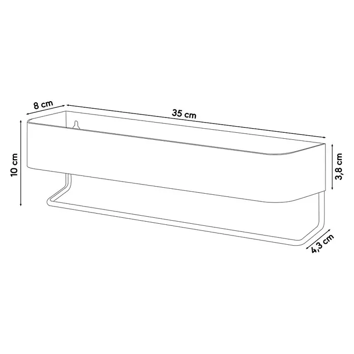 Sealskin Wandrek Brix - l x b x h: 80 x 350 x 100 mm, Belastbaarheid: 3 kg, Metaal, Zwart - Blauwdruk