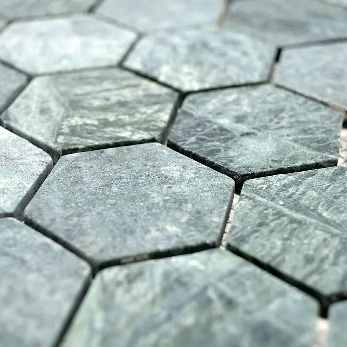 Mosaikfliese Hexagon Uni MOS HXN 407 - 29,8 x 30,5 cm, Grün, Matt - Detailaufnahme