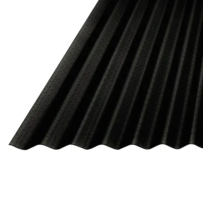 Wellplatte WBS - 2.000 x 900 x 0,9 mm, Kunststoff, Schwarz, Glatt, 76/18 mm, Rund - Vorderansicht