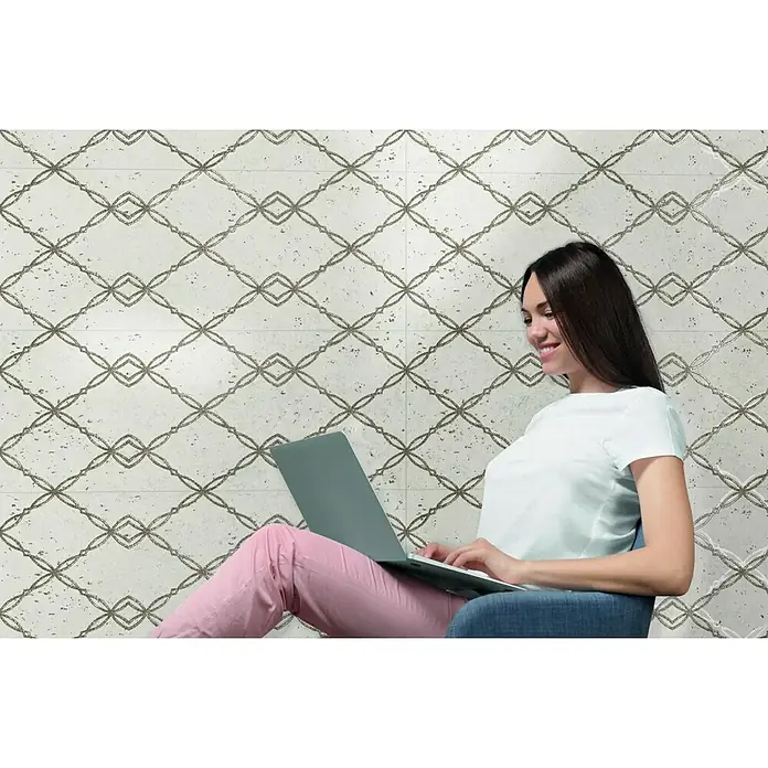 Zidna pločica Goldstone Snow Chain - 35 x 90 cm, Bijelo-zlatne boje - Živopisni prikaz