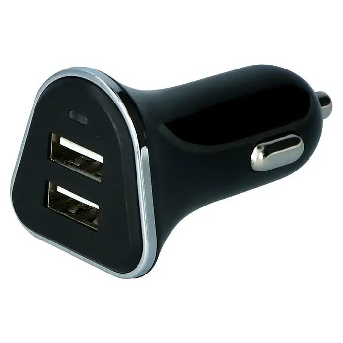 Carpoint USB-autolader 12/24V Duo 2.5 A - Zwart/Zilver - Diagonaal zicht