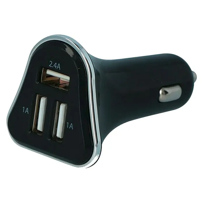Carpoint USB-autolader 12/24V Triple 4.4A - Zwart - Diagonaal zicht