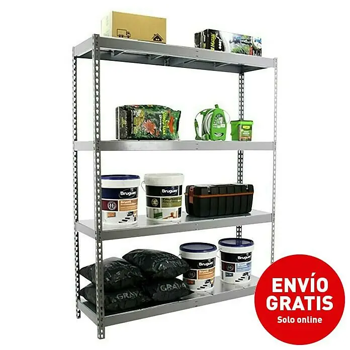 Simonrack Ecoforte Estructura de estantería Metal - L x An x Al: 75 x 180 x 200 cm, Capacidad de carga: 400 kg/balda, Número de baldas: 5 ud., Galvanizado - Imagen de campaña