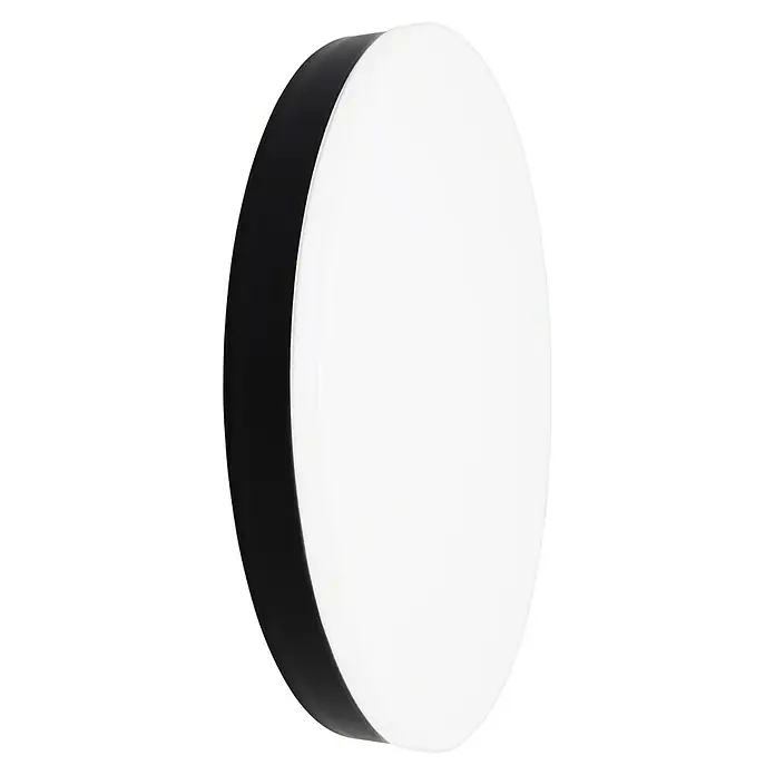 Luceco Plafón LED redondo Baño y cocina - 15 W, Ø x Al: 30 x 6,3 cm, Negro, Blanco frío - Vista angular