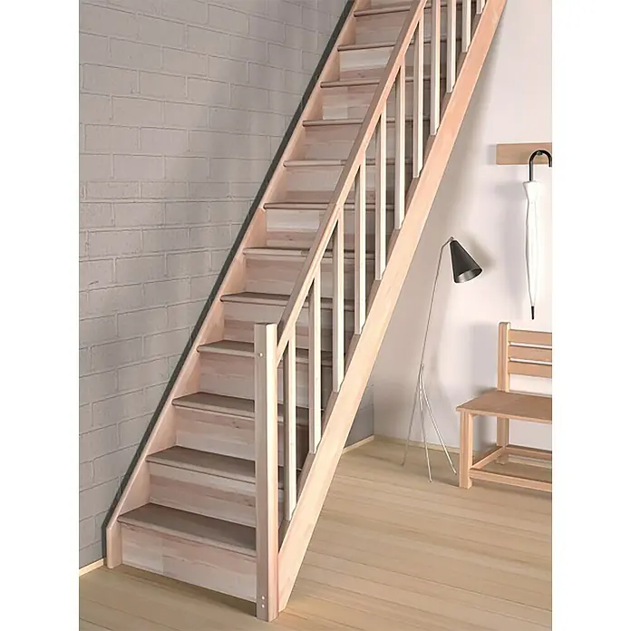 Sogem Escalera principal Tradi Eco - Ancho: 82 cm, Haya, Recto, Número de escalones: 14 uds. - Foto ambiente