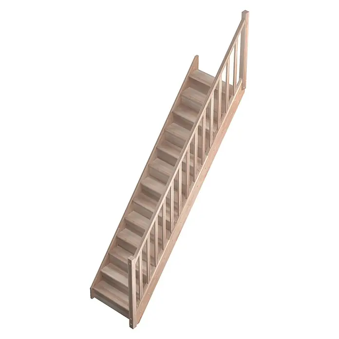 Sogem Escalera principal Tradi Eco - Ancho: 82 cm, Haya, Recto, Número de escalones: 14 uds. - Vista angular