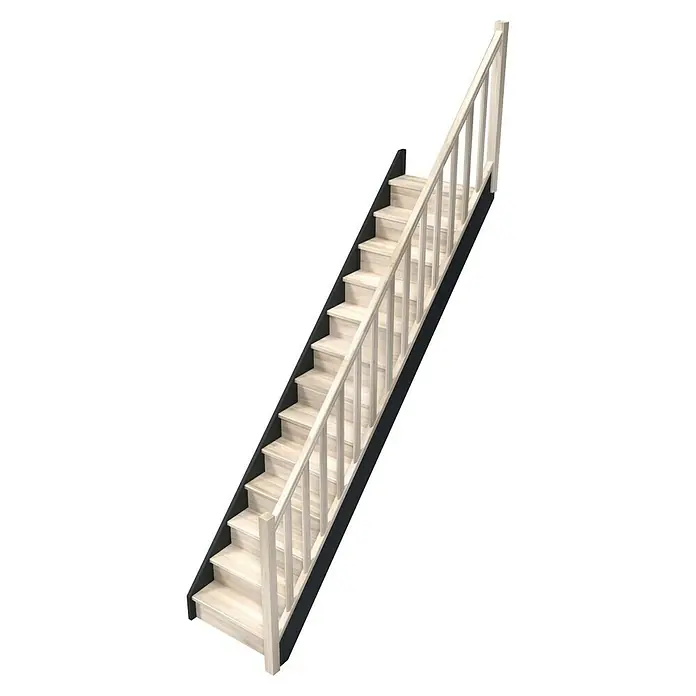 Sogem Escalera principal Liverpool vertical - Ancho: 82 cm, Roble/Negro, Recto, Número de escalones: 14 uds. - Vista angular