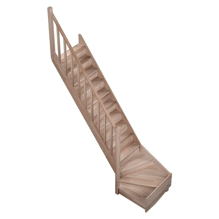 Sogem Escalera principal Tradi Eco - Ancho: 82 cm, Haya, 1/4 hélice abajo a la izquierda, Número de escalones: 14 uds. - Vista angular