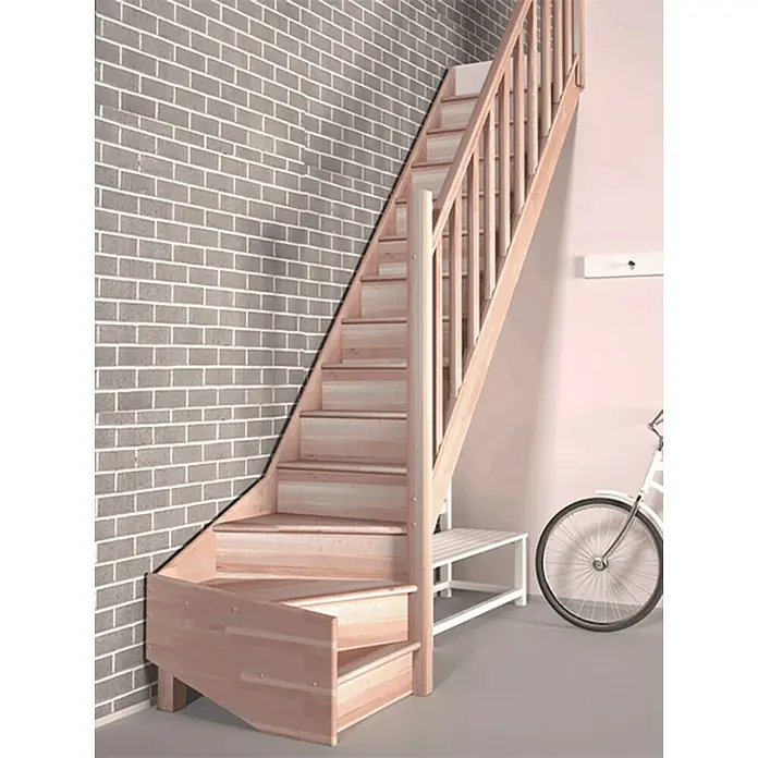 Sogem Escalera principal Tradi Eco - Ancho: 82 cm, Haya, 1/4 hélice abajo a la derecha, Número de escalones: 14 uds. - Foto ambiente