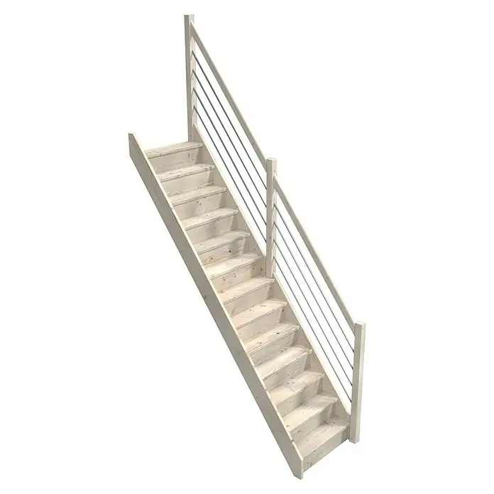 Sogem Escalera principal Trendy Eco - Ancho: 82 cm, Abeto, Recto, Número de escalones: 14 uds. - Vista angular