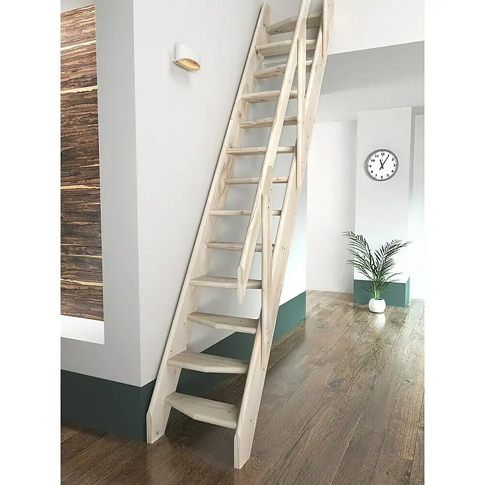 Sogem Escalera principal Kyoto - Ancho: 54 cm, Natural, Recto, Número de escalones: 14 uds. - Foto ambiente
