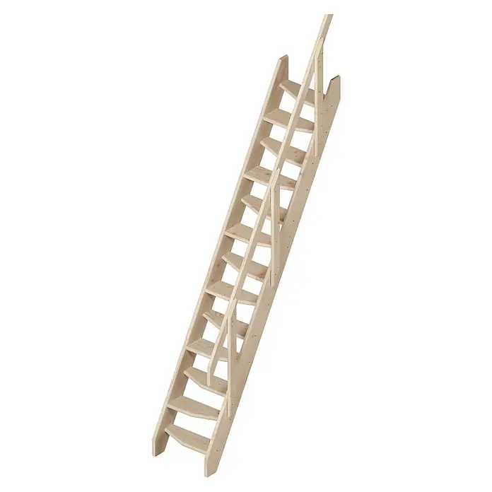 Sogem Escalera principal Kyoto - Ancho: 54 cm, Natural, Recto, Número de escalones: 14 uds. - Vista angular