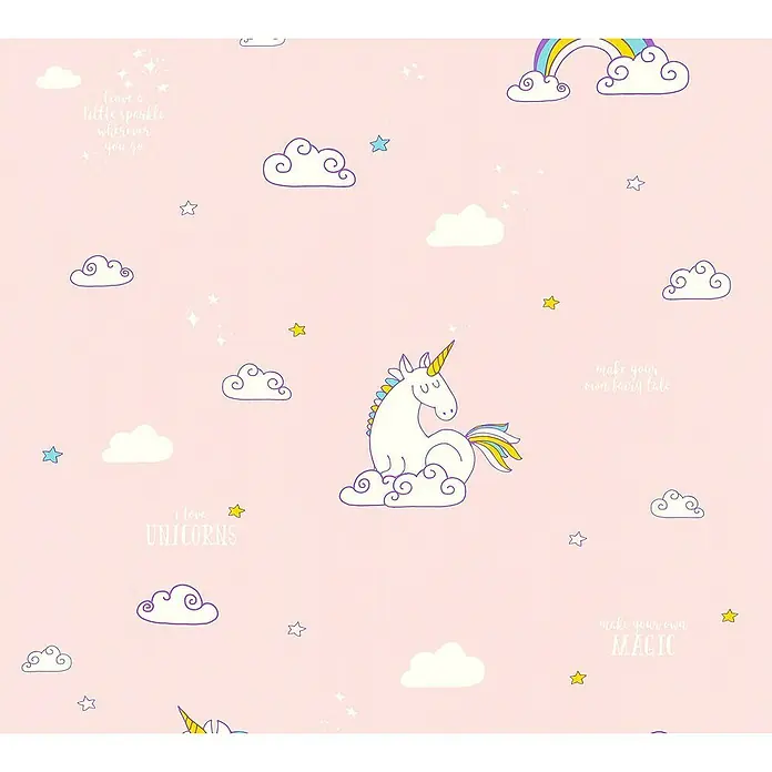 AS Creation Boys And Girls 6 Papiertapete Einhorn - Rosa, Motiv, 10,05 x 0,53 m - Detailaufnahme