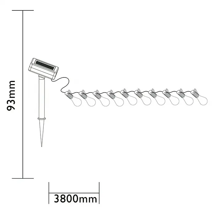 Luxform Solar-Lichterkette Alicante - 10-flammig, Länge: 380 cm, LED, Leuchtdauer: 6 h