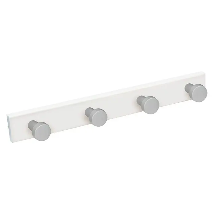 Nesu Perchero 913 - L x An x Al: 48,5 x 5 x 6,5 cm, Número de ganchos: 4 ud., Blanco/Cromado