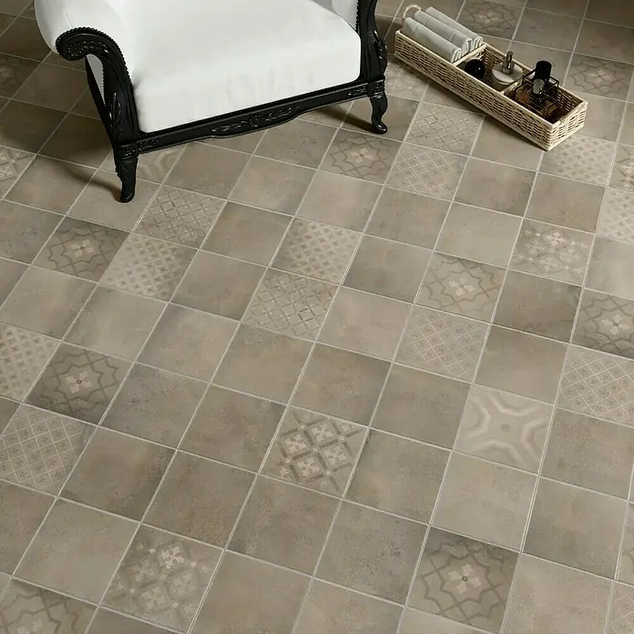 Pavimento porcelánico Fattoamano Maiolica - 60 x 60 cm, Café, Efecto cemento