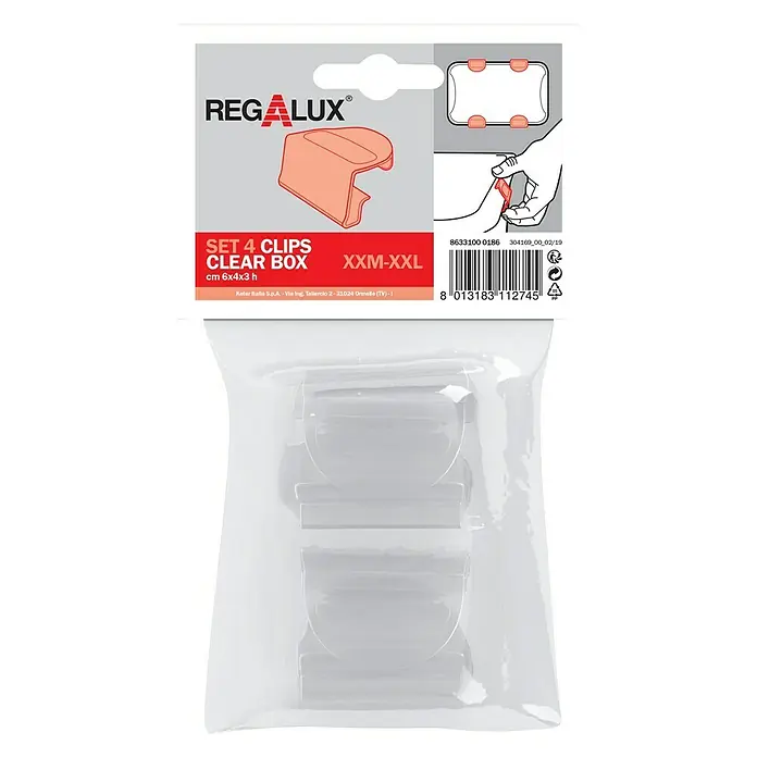 Regalux Clips - Passend für: Regalux Clear Boxen XXM - XXL, 4 Stk. - Vorderansicht