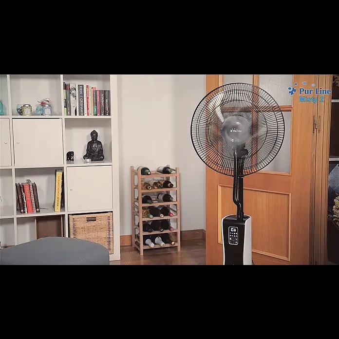 Purline Ventilador de pie con nebulizador Misty 2 - Blanco, Diámetro: 40 cm, 85 W, Altura: 130 cm - Purline Misty 2 Ventilador Nebulizador, Humificador, Ionizador con Display LEDPurline Misty 2 Ventilador Nebulizador, Humificador, Ionizador con Display LED