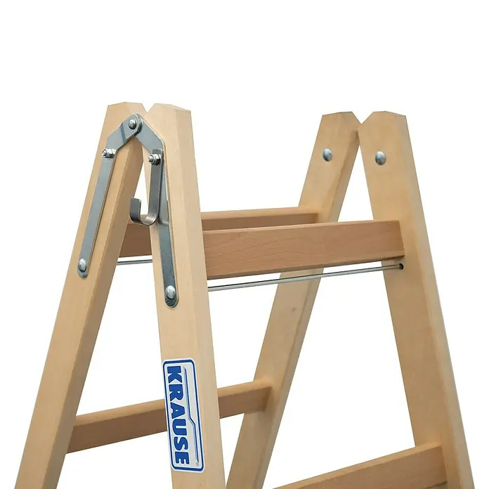 Krause Sprossen-Doppelleiter - Arbeitshöhe: 3 m, 2 x 6 Stufen, Holz - Detailaufnahme