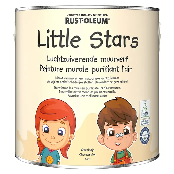 Rust-Oleum Little Stars Muurverf Luchtzuiverend - Goudlokje, 2,5 l, Extra mat - Vooraanzicht