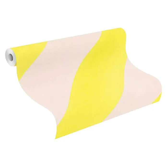 Rasch Bambino Vliestapete Diagonalstreifen - Gelb/Rosa, Streifen, 10,05 x 0,53 m - Anwendungsbeispiel